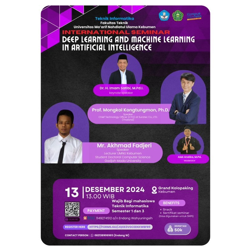 Mengulik Masa Depan AI Bersama Pakar Internasional, UMNU Kebumen Hadirkan Seminar Deep Learning dan Machine Learning
