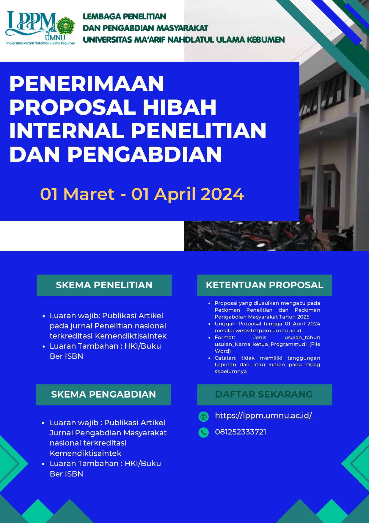 Panggilan Proposal Hibah Internal Penelitian dan Pengabdian LPPM UMNU Kebumen Tahun 2024
